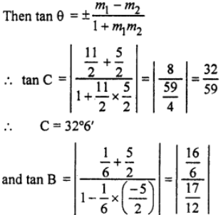 Que-10: Find the interior angles of the triangles whose vertices are (4, 3) B (-2, 2) and C (2, – 8).