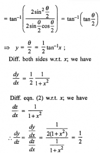 Que-5: Differentiate (i) tan-1(2x/1-x²) w.r.t tan-1 (ii)tan-1(x/√1-x²) w.r.t sec-1(1/2x²-1) (iii) tan-1(2x/1-x²) w.r.t sin-1(2x/1-x²) (iv) tan-1(√(1+x²) - 1/x) w.r.t tan-1 x.