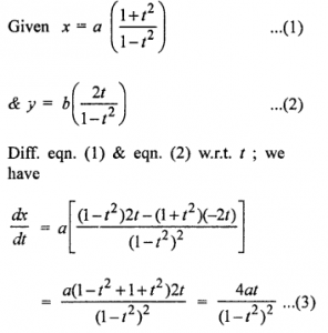 Que-3: x=a(1+t²/1-t²) , y=b(2t/1-t²)