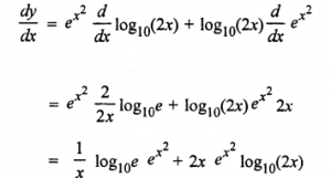 Que-3: (i) x e-x (ii) ex cot x (iii) eax bx (iv) (ex)/x (v) (ex)/(1+sinx) (vi) x ex² (vii)ex sinx (viii) eax cos (bx + c) (ix) x² ex sin x (x) sin (ex log x) (xi) eax cos (b tan x) (xii) (ex²) log10 (2x)