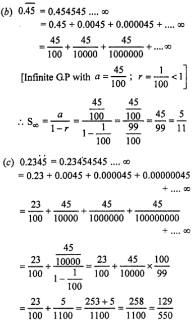 (ii) Evaluate : (a)0.97¯¯¯ (b) 0.45¯¯¯¯¯ (c) 0.2345¯¯¯¯¯ 