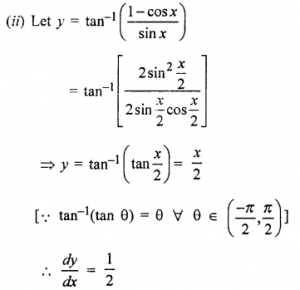 Que-2: (i) tan-1(sin x/1+cos x) (ii) tan-1(1-cos x/sin x)