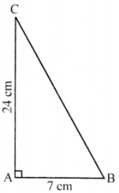 Que-3: △ABC is right-angled at ∠A. Find tan, sine and cos of angles B and C in each of the following cases. (i) AB = 7 cm, AC = 24 cm