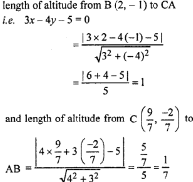Que-4: Find the lengths of altitudes of the triangle whose sides are given by 3x – 4y = 5, 4x + 3y = 5 and x + y = 1.