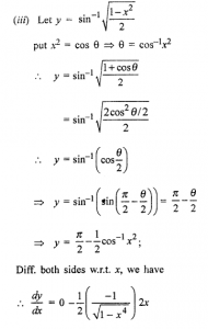 Que-18: (i) cos-1 (√(1+x/2)) (ii) cos-1 (√(1-x²/2)) (iii) sin-1 (√(1+x²/2)) (iv) cos-1 (√(1+x²/2))
