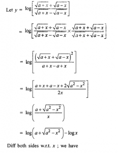 Que-23: log(√a+x + √a-x / √a+x - √a-x)