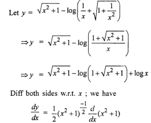 Que-24: If y = √(x²+1) - log(1/x + √(1+1/x²) , find dy/dx