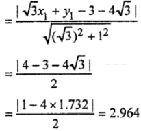 Que-10: Show on a diagram the position of the straight line x cos 30° + y sin 30° = 2 in relation to the co-ordinate axes, indicating clearly which angle is 30° and which length is 2 units. Find (iii) the distance between the two parallel straight lines.