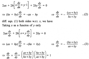 Que-14: If ax² + 2hxy + by² = c , verify that (dy/dx).(dx/dy)=1