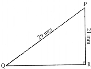Que-4: △PQR is right-angled at R. Find tan, sine and cos of ∠P and ∠Q in each of the following cases. (ii) PQ = 29 mm, PR = 21 mm 