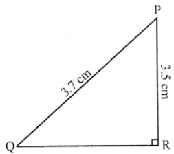 Que-4: △PQR is right-angled at R. Find tan, sine and cos of ∠P and ∠Q in each of the following cases. (iii) PQ = 3.7 cm, PR = 3.5 cm