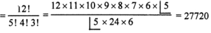 Que-16: There are 5 red, 4 white and 3 blue marbles in a bag. They are drawn one by one and arranged in a row. Assuming that all the 12 marbles are drawn, determine the number of different arrangements.