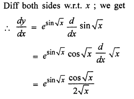 Que-1: (i) e3x (ii) ecos x (iii) e-x/2 (iv) e^(x²+2x) (v) e^(√1+x+x²) (vi) e√sin x (vii) e^(x²/1+x²)