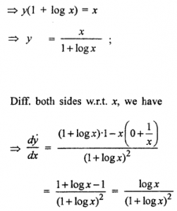 Que-16: If y log x = x – y, prove that dy/dx=logx/(1+logx)²