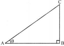 Que-10: Answer true or false. (a) In the diagram (i) tan θ = BC / AB ; (ii) sec θ = BC / AC ; (b) In a triangle right-angled at B, the ratio AB : BC is the same as the ratio of sin A : cos A.