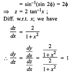 Que-5: Differentiate (i) tan-1(2x/1-x²) w.r.t tan-1 (ii)tan-1(x/√1-x²) w.r.t sec-1(1/2x²-1) (iii) tan-1(2x/1-x²) w.r.t sin-1(2x/1-x²) (iv) tan-1(√(1+x²) - 1/x) w.r.t tan-1 x.