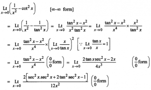 Que-15: lim(x→0)(1/x² - cot² x)