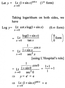 Que-18: lim(x→0)(1+sin x)cot x 