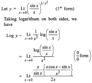 Que-19: lim(x→0)(sin x/x)1/x²