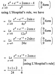 Que-5: lim(x→0)(ex + e-x + 2cos x -4/x4)