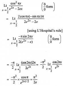 Que-7: lim(x→1/2)(cos² πx/e2x - 2ex)