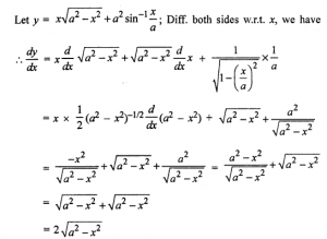 Que-14: x√(a²-x²) + a² sin-1 x/a
