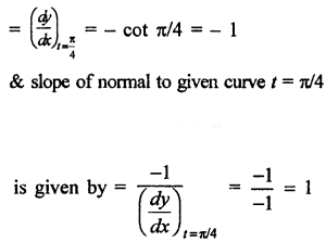 Thus slope of tangent to given curve at t = π/4