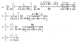 Que-11:Differentiate from first principle. (i) 3x (ii) (x + 1) (2x – 3) (iii) 2-x/4+3x (iv) x-3/4 (v) √x+1/√x(x>0)