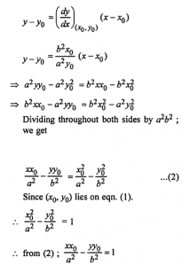 Que-3: Find the equation of the tangent and normal to the given curves at the points given: (i) y = 2x² – 3x – 1 at the point (1, 2) (ii) x = cos t, y = sin t, at t = π/4 (iii) y = x² + 4x + 1 at the point whose abscissa is 3 (iv) y² = x³/4-x at (2, – 2) (v) x²/a² - y²/b² = 1 at (x0, y0)
