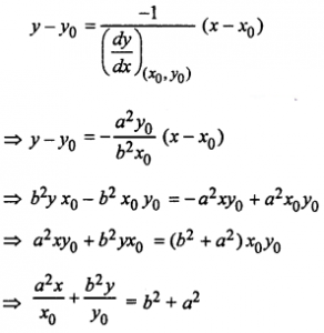 Que-3: Find the equation of the tangent and normal to the given curves at the points given: (i) y = 2x² – 3x – 1 at the point (1, 2) (ii) x = cos t, y = sin t, at t = π/4 (iii) y = x² + 4x + 1 at the point whose abscissa is 3 (iv) y² = x³/4-x at (2, – 2) (v) x²/a² - y²/b² = 1 at (x0, y0)
