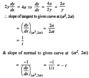 Que-4: Find the equation of the tangent and noun al to the parabola y² = 4ax at (at², 2at).