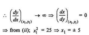 Que-8: Find the points on the curve x² + y² = 25, the tangents at which are (i) parallel to the x-axis, (ii) parallel to the y-axis.