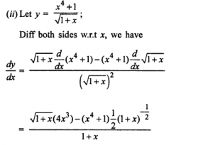 Que-7:Differentiate with respect to x : (i) (2x² – 1) (x³ + 4)³ (ii) x^(4) -1 /√1+x (iii)(x+1/x)^(-1) (iv) tan42x
