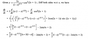 Que-27:Given that y=5x/(1-x)^(2/3) +cos²(2x+1) , show that dy/dx=5/3(1-x)^(-5/3) (3-x) -2 sin(4x+2)
