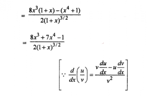 Que-7:Differentiate with respect to x : (i) (2x² – 1) (x³ + 4)³ (ii) x^(4) -1 /√1+x (iii)(x+1/x)^(-1) (iv) tan42x