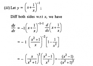 Que-7:Differentiate with respect to x : (i) (2x² – 1) (x³ + 4)³ (ii) x^(4) -1 /√1+x (iii)(x+1/x)^(-1) (iv) tan42x