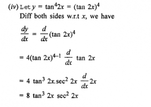 Que-7:Differentiate with respect to x : (i) (2x² – 1) (x³ + 4)³ (ii) x^(4) -1 /√1+x (iii)(x+1/x)^(-1) (iv) tan42x