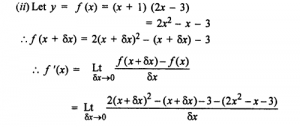 Que-11:Differentiate from first principle. (i) 3x (ii) (x + 1) (2x – 3) (iii) 2-x/4+3x (iv) x-3/4 (v) √x+1/√x(x>0)