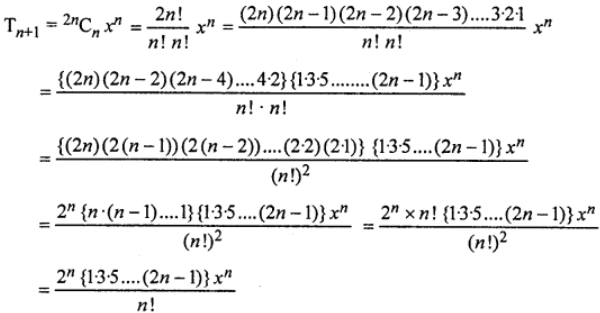 Que-13: Show that the middle term in the expansion of (1 + x)2n is [{1.3.5...(2n-1)}/n!].2^n x^n where n ∈ N. 