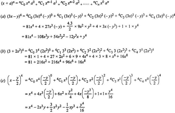 Que-2: Write out the expansions of the following: (a) (3x – y)4 (b) (3 + 2x2)4 (c) (x−(y/2))^4