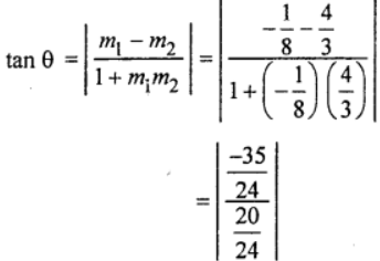 Que-4: Find the equations of the lines bisecting the angles between the lines 4x – 3y + 12 = 0 and 12x + 5y = 20. Find, without using the tables, the tangent of an angle between one of these bisectors and one of the origin lines.