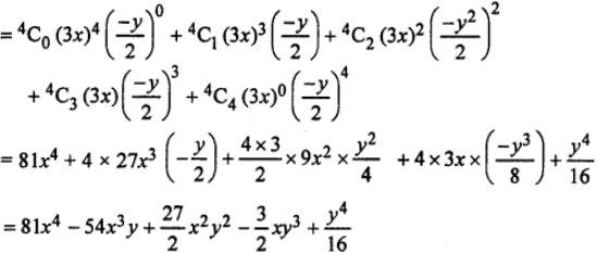 Que-9: Write down the expansion by the binomial theorem of [3x-(y/2)]^4. By giving x and y suitable values, deduce the value of (29.5)4 correct to four significant figures.