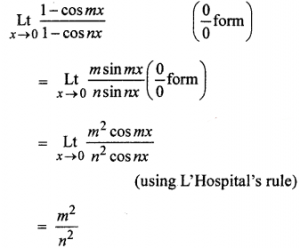 Que-19: lim(x→0)(1 - cos mx/1 - cos nx)