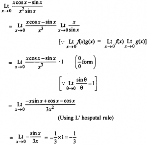 Que-24: lim(x→0)(x cos x - sin x/x² sin x)