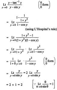 Que-26: lim(x→0)(y - tan-1y/y - sin y)