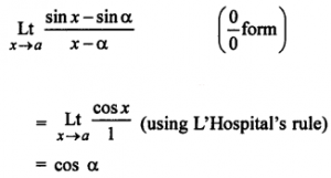Que-8: lim(x→α)(sin x - sin α/x - α)