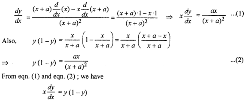 Que-15: If y = x/(x+a), prove that x(dy/dx) = y (1 – y).