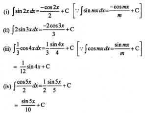 Que-1: (i) sin 2x (ii) 2 sin 3x (iii) 1/3cos4x (iv) cos 5x / 2 (v) 8 cos2 8 (vi) cosec2 2x (vii) sec 5x tan 5x (viii) -cosec 3x cot 3x