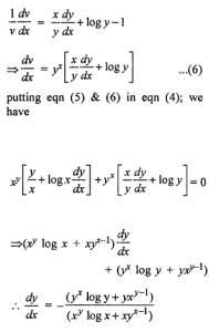 Que-25: Find dy/dx when xy + yx = c.