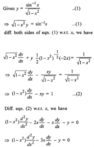 Que-9: If y = sin-1x / √1-x², prove that (1-x²) d²y/dx² - 3x dy/dx - y = 0.